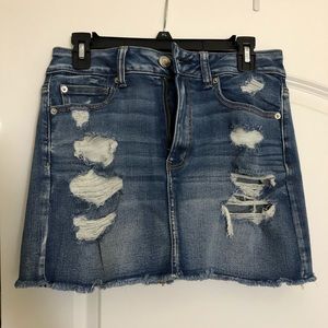 AE American Eagle Ripped Denim/Jean Skirt